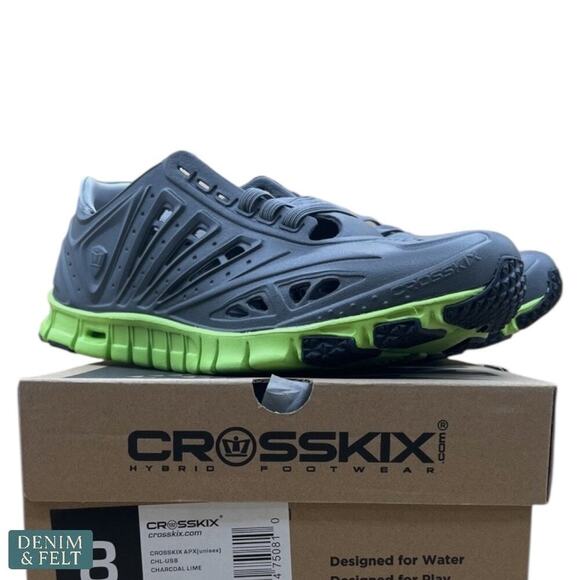 Crosskix APX Charcoal Lime Hybrid Water Shoes Submersible Quick-Dry Sneakers - Picture 6 of 10